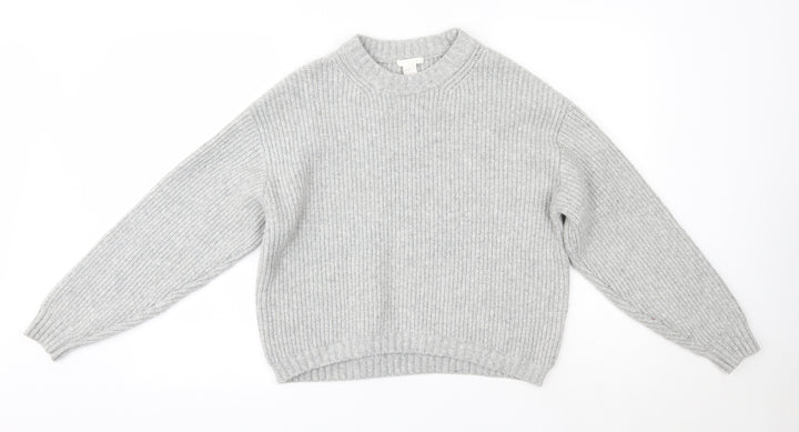 H&M Womens Grey High Neck  Acrylic Pullover Jumper Size XS