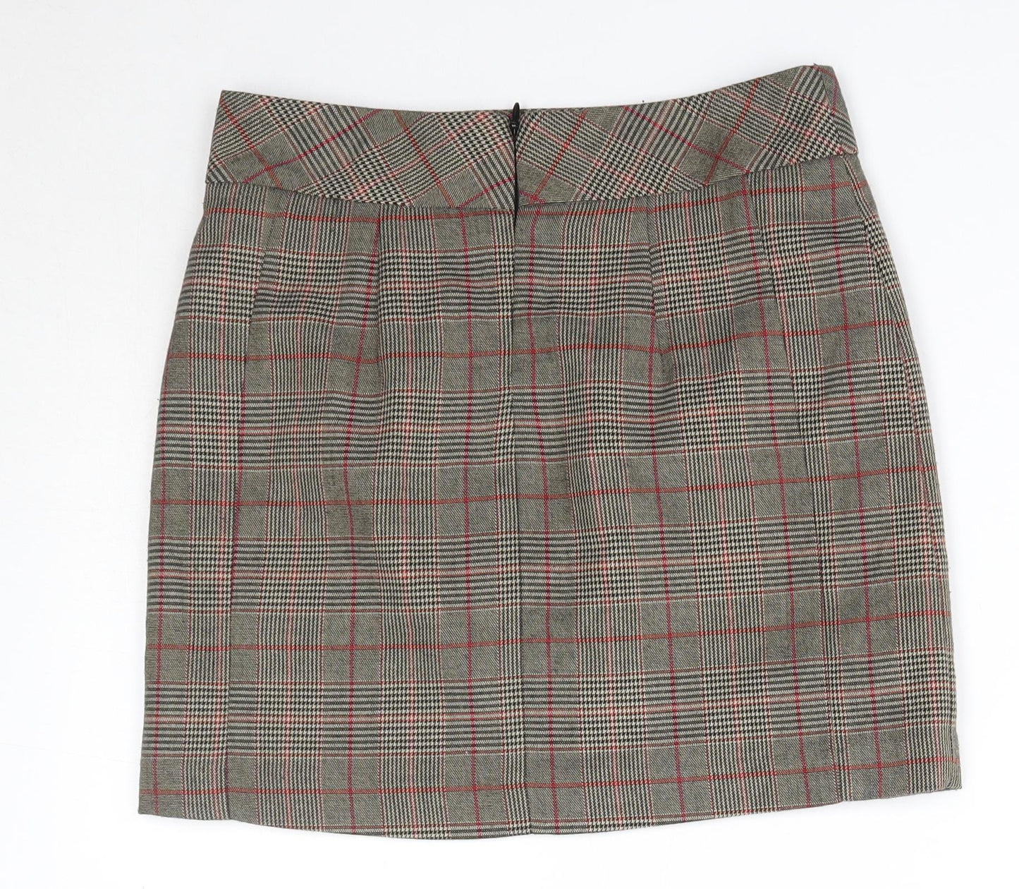 NEXT Womens Brown Check Polyester Mini Skirt Size 6