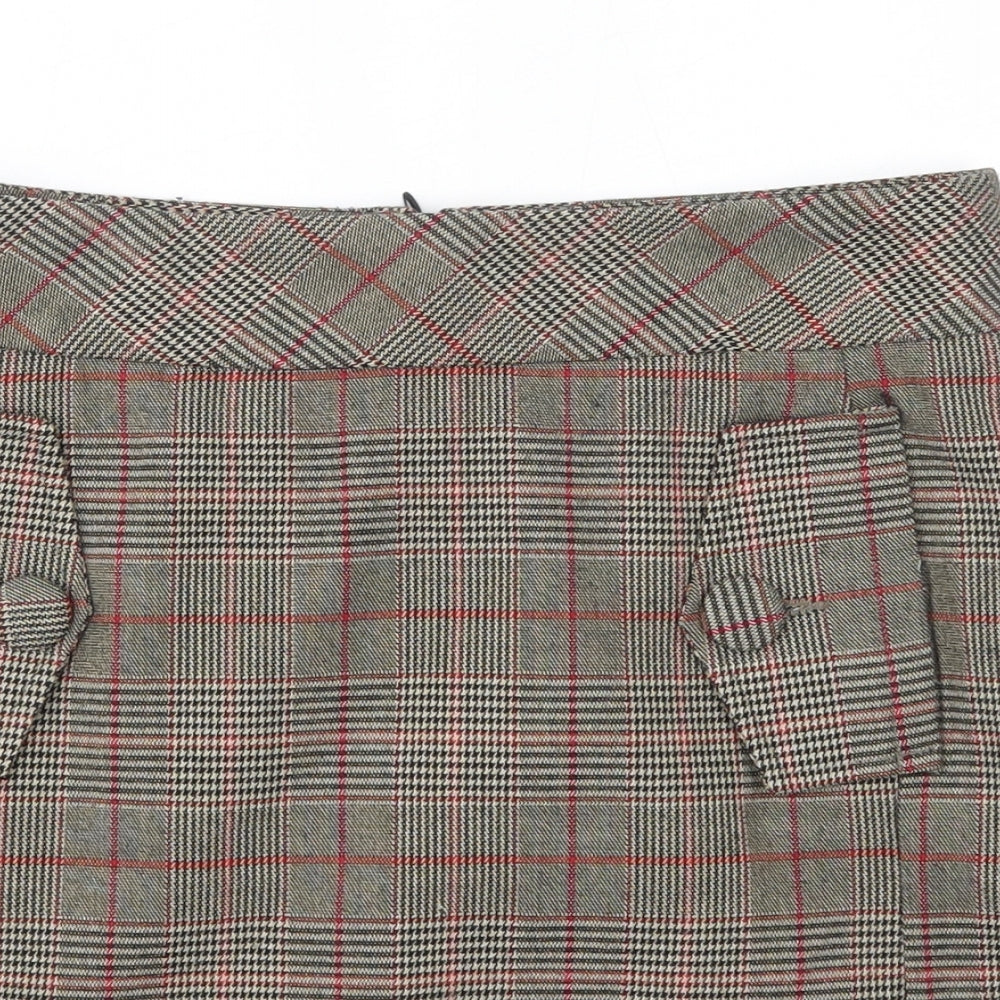 NEXT Womens Brown Check Polyester Mini Skirt Size 6