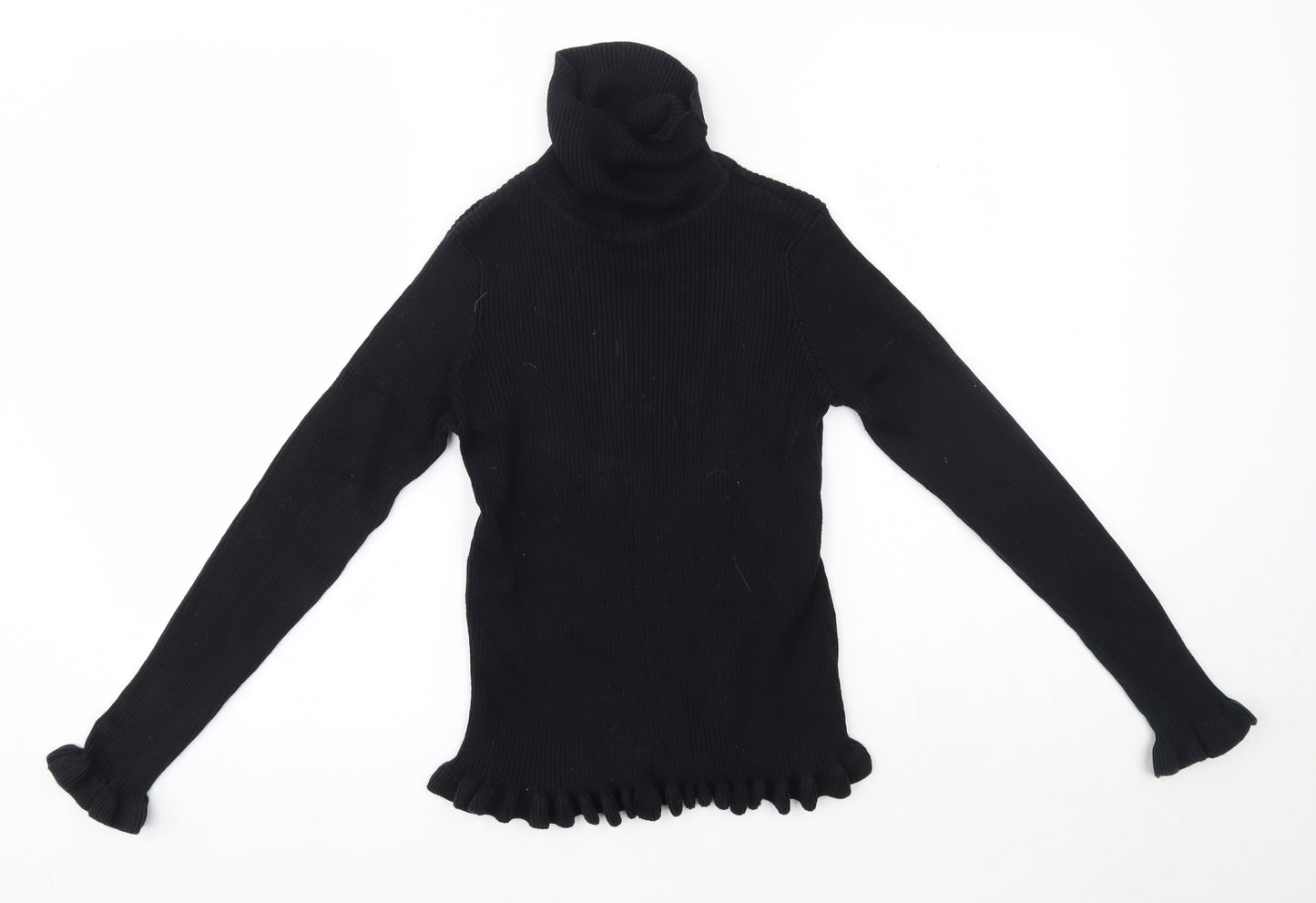 Matalan Girls Black High Neck  100% Cotton Pullover Jumper Size 12 Years