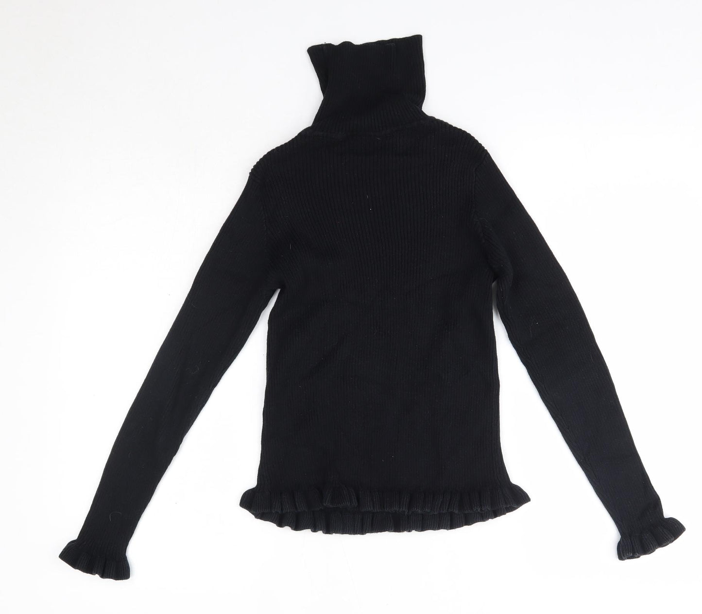 Matalan Girls Black High Neck  100% Cotton Pullover Jumper Size 12 Years
