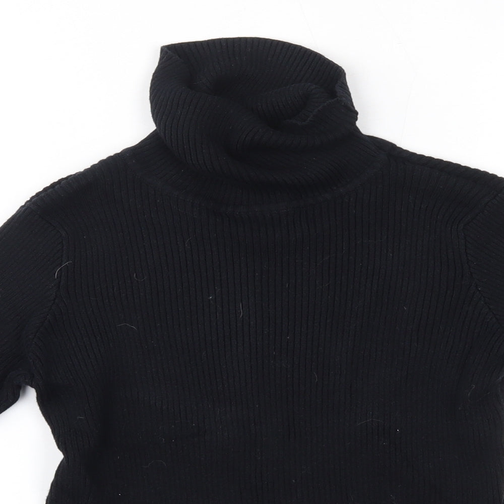 Matalan Girls Black High Neck  100% Cotton Pullover Jumper Size 12 Years