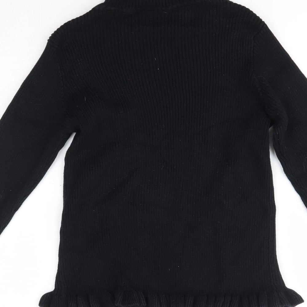 Matalan Girls Black High Neck  100% Cotton Pullover Jumper Size 12 Years