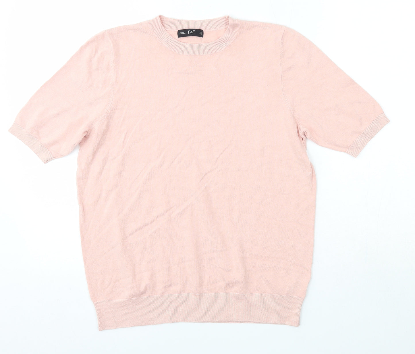 F&F Womens Pink Round Neck  Viscose Pullover Jumper Size 14