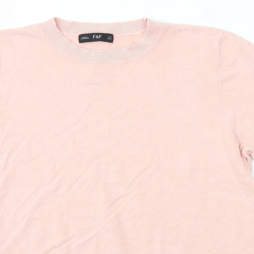 F&F Womens Pink Round Neck  Viscose Pullover Jumper Size 14
