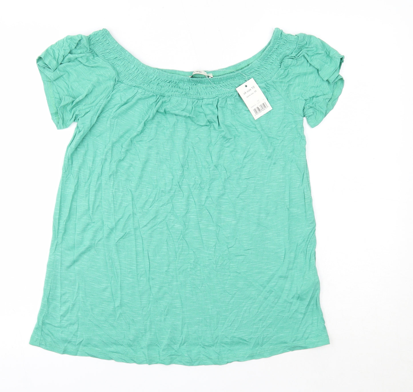 George Womens Green  Viscose Basic Blouse Size 10 Off the Shoulder