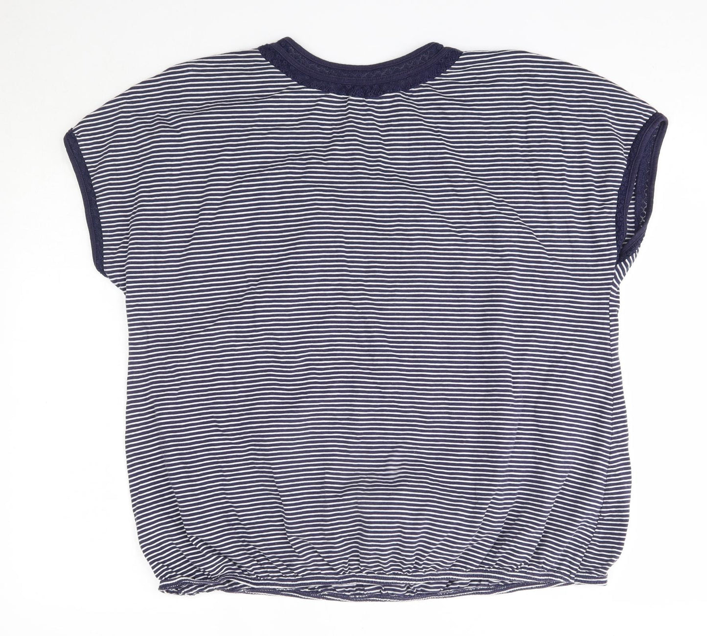 NEXT Womens Blue Striped 100% Cotton Basic T-Shirt Size 22 Round Neck