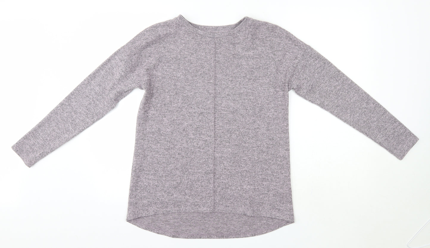 Peacocks Womens Purple Round Neck  Polyester Pullover Jumper Size 8