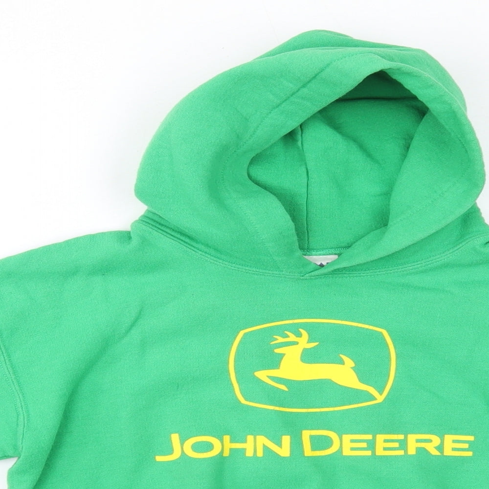 Gildan Boys Green  Cotton Pullover Hoodie Size M   - John Deere
