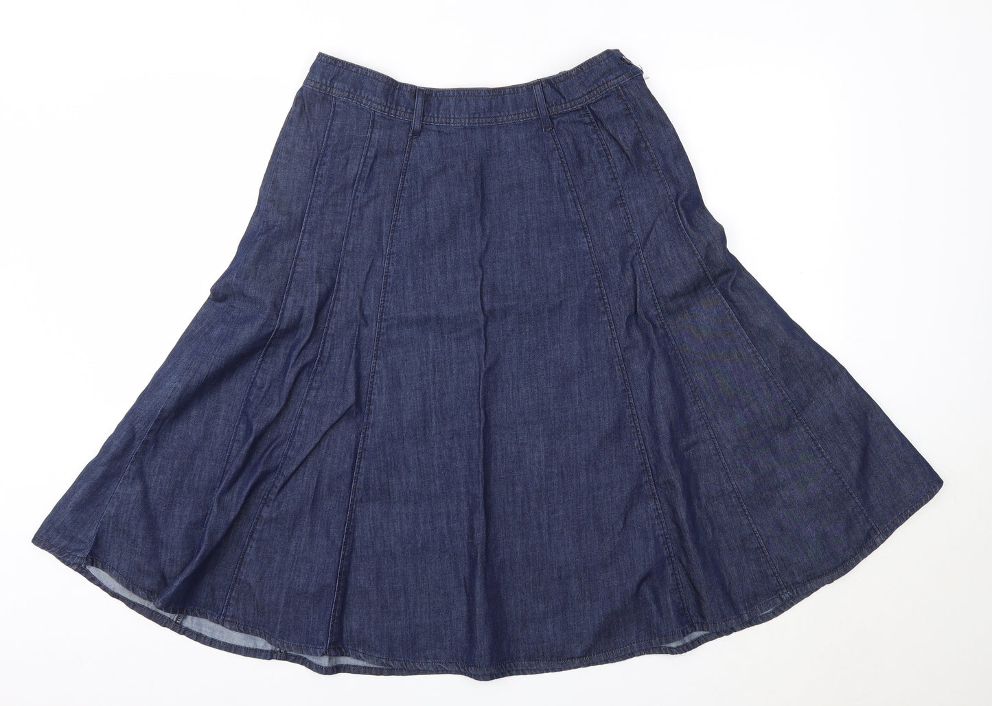 M&S Womens Blue  Cotton A-Line Skirt Size 14