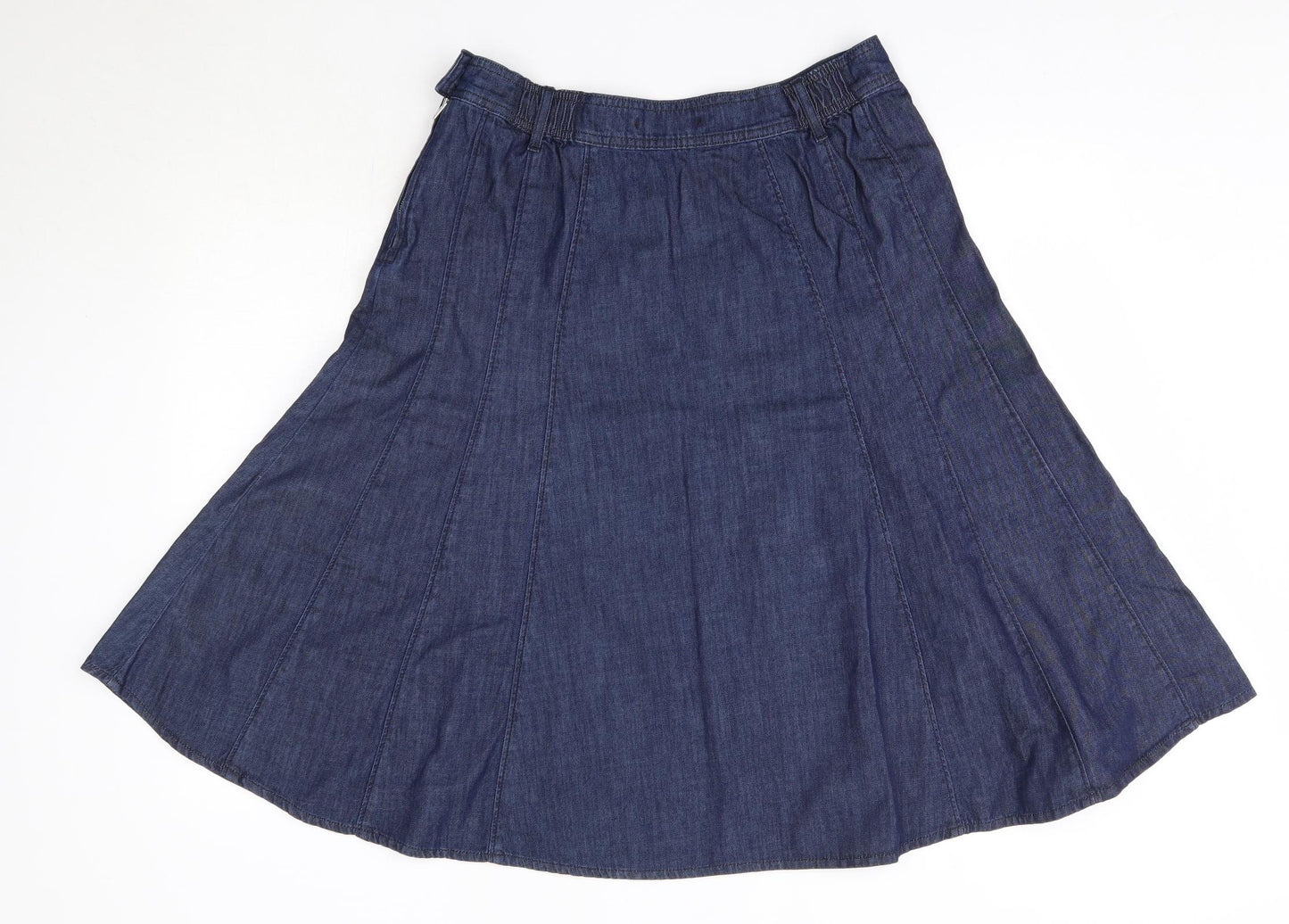 M&S Womens Blue  Cotton A-Line Skirt Size 14