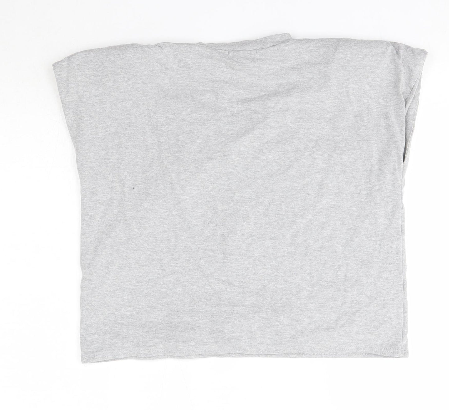 PRETTYLITTLETHING Womens Grey  Cotton Basic T-Shirt Size 10 Round Neck - Padded Shoulders