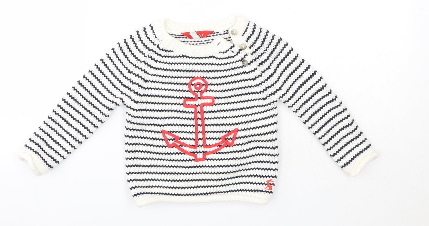 Joules Baby Multicoloured Striped Cotton Pullover Jumper Size 6-9 Months