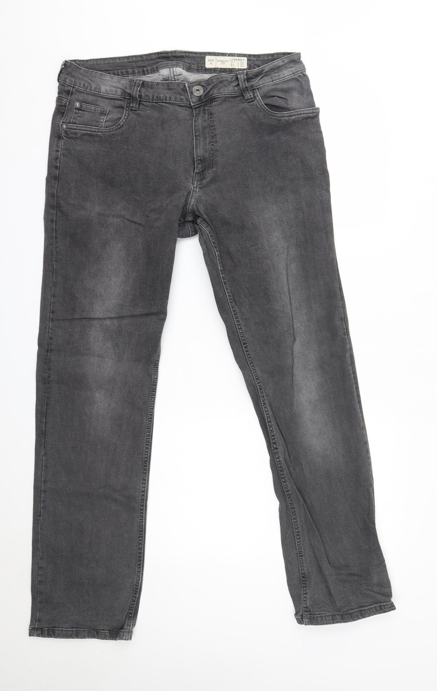 Livergy  Mens Grey  Cotton Straight Jeans Size 54 L31 in Regular