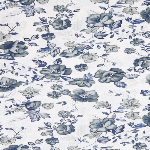 Purely New Zealand Womens Blue Floral Viscose Basic Blouse Size S Round Neck