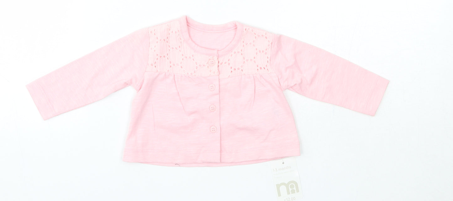 Mothercare Baby Pink  100% Cotton Basic Blouse Size 0-3 Months Round Neck