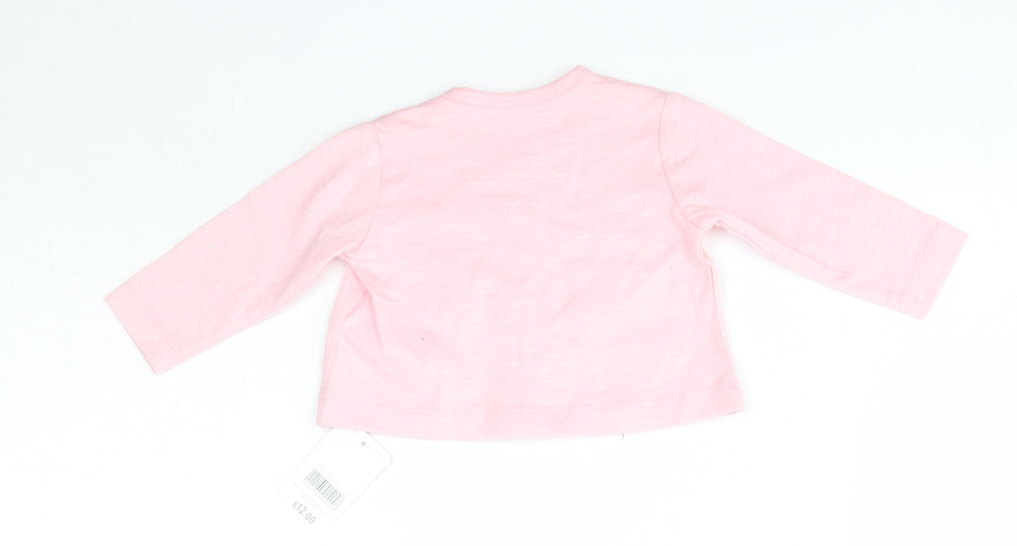 Mothercare Baby Pink  100% Cotton Basic Blouse Size 0-3 Months Round Neck
