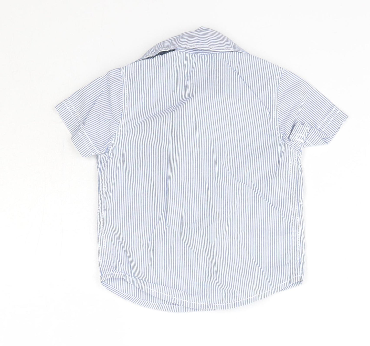Carter's Baby Blue Striped 100% Cotton Basic Button-Up Size 0-3 Months Collared