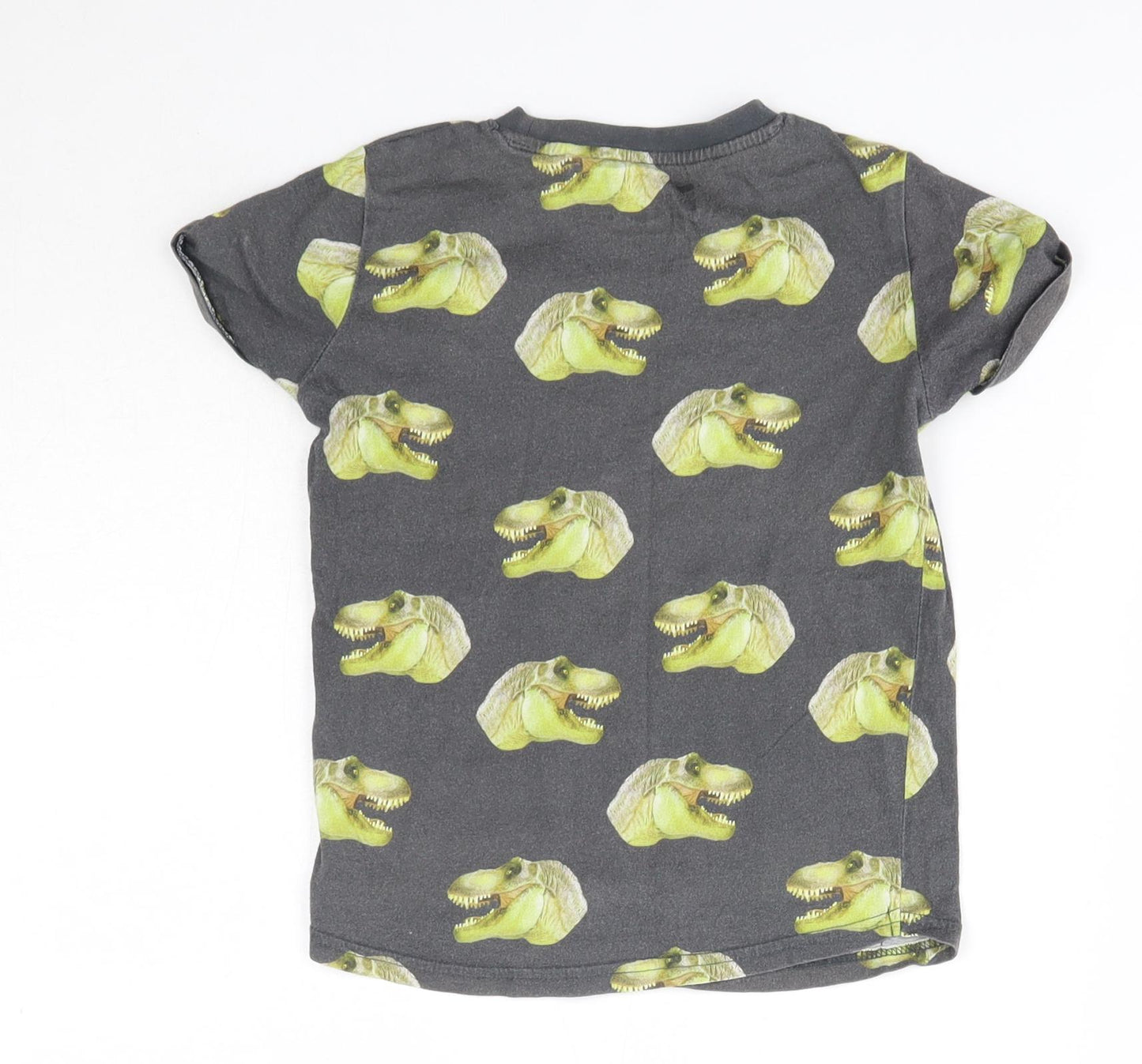 Next  Boys Grey  100% Cotton Basic T-Shirt Size 2-3 Years Round Neck  - Dinosaurs