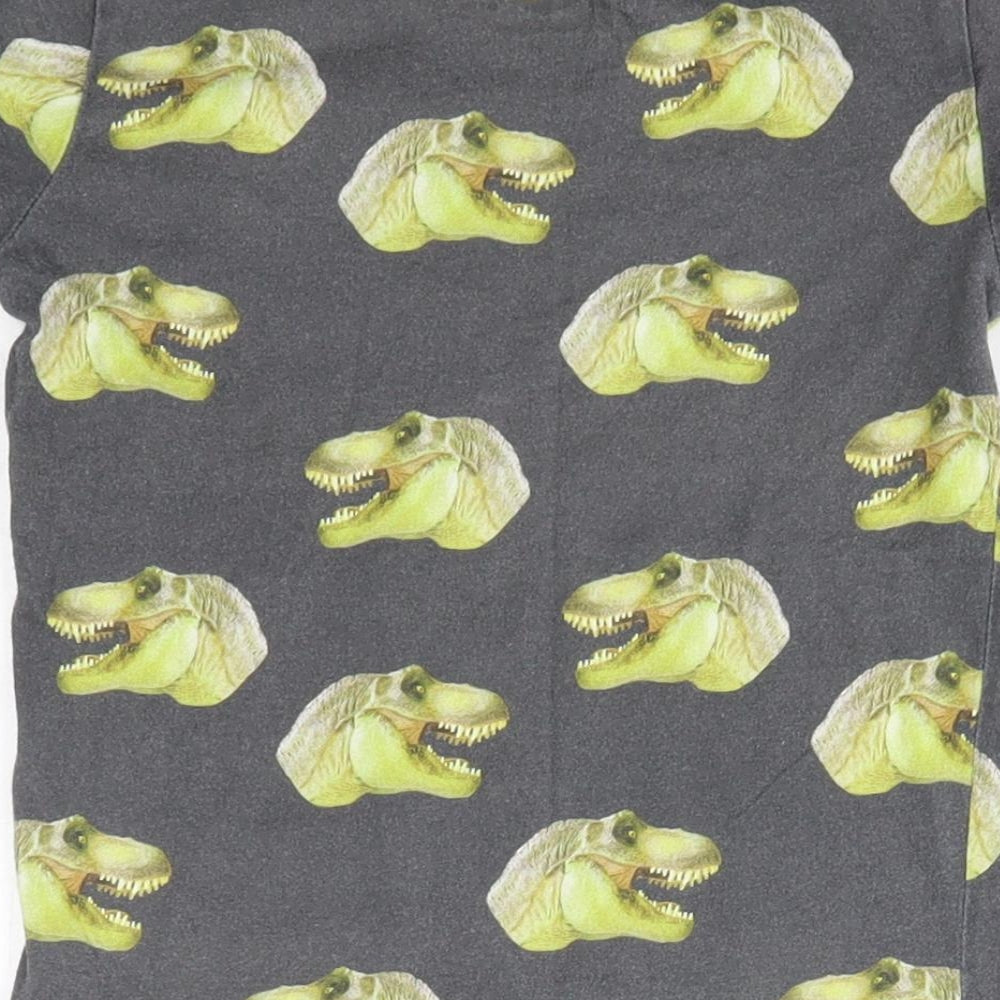 Next  Boys Grey  100% Cotton Basic T-Shirt Size 2-3 Years Round Neck  - Dinosaurs