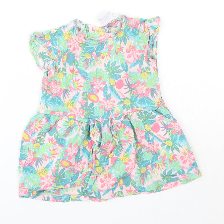 La Compagnie des Petits Baby Multicoloured Floral Viscose A-Line  Size 12 Months  Round Neck
