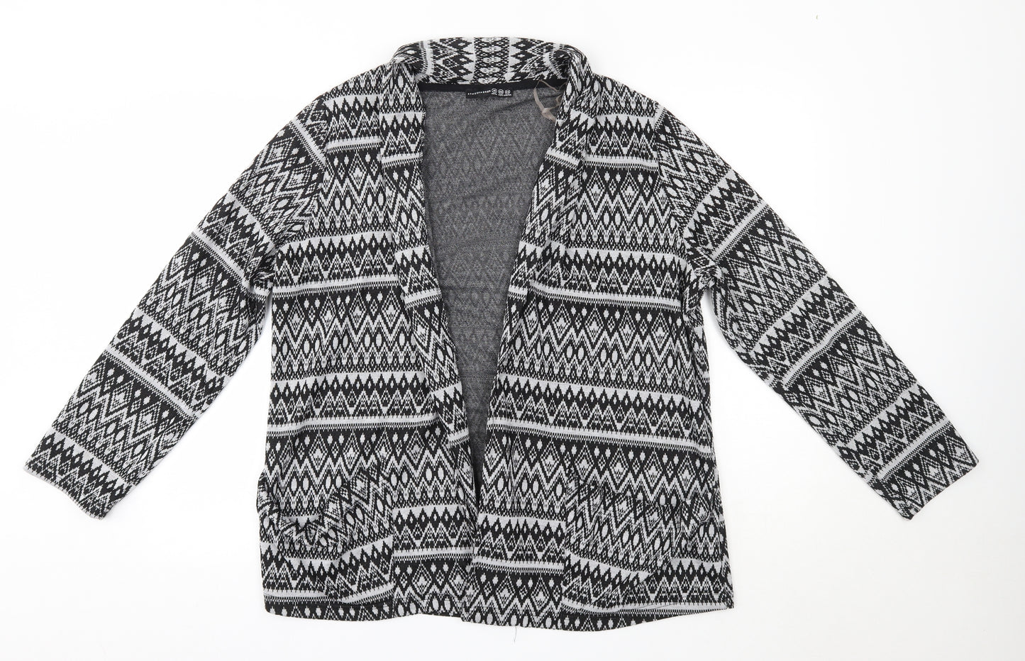 Primark Womens Grey V-Neck Argyle/Diamond Polyester Cardigan Jumper Size 18