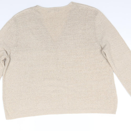 MNG Womens Beige V-Neck  Acrylic Pullover Jumper Size L   - Light Beige