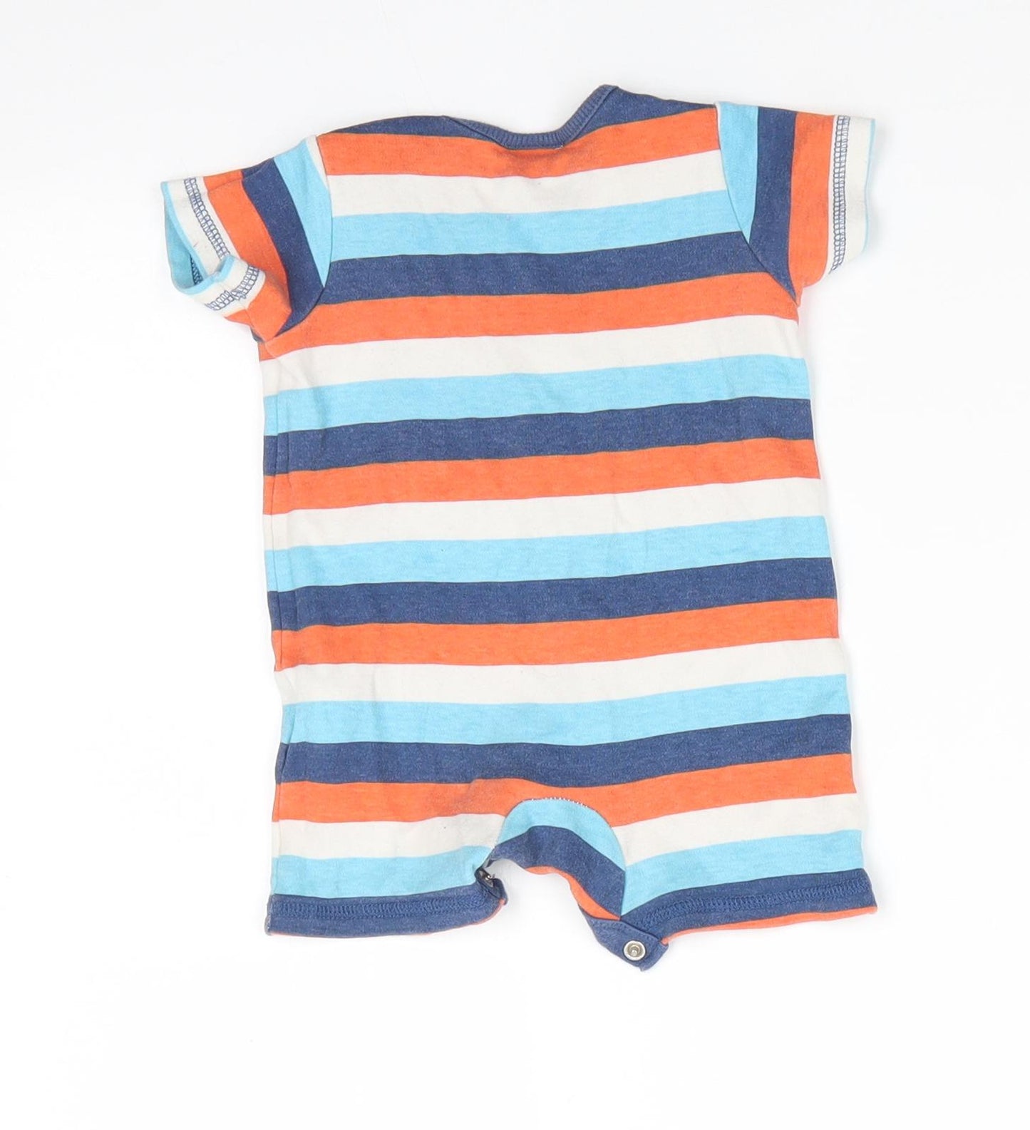 Disney Boys Orange Animal Print Cotton Romper One-Piece Size 0-3 Months  Snap - Tigger with Blue White Orange Stripes