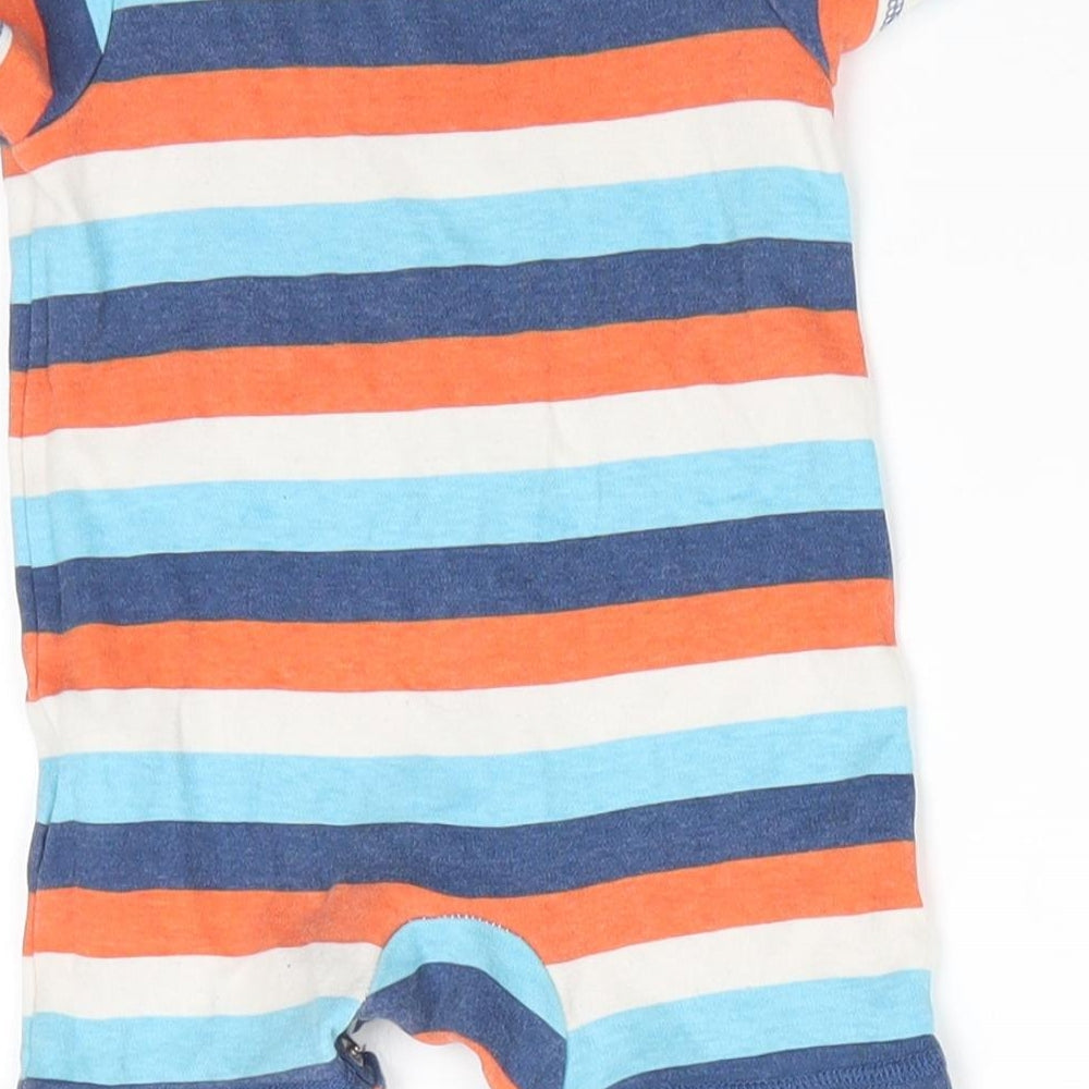Disney Boys Orange Animal Print Cotton Romper One-Piece Size 0-3 Months  Snap - Tigger with Blue White Orange Stripes