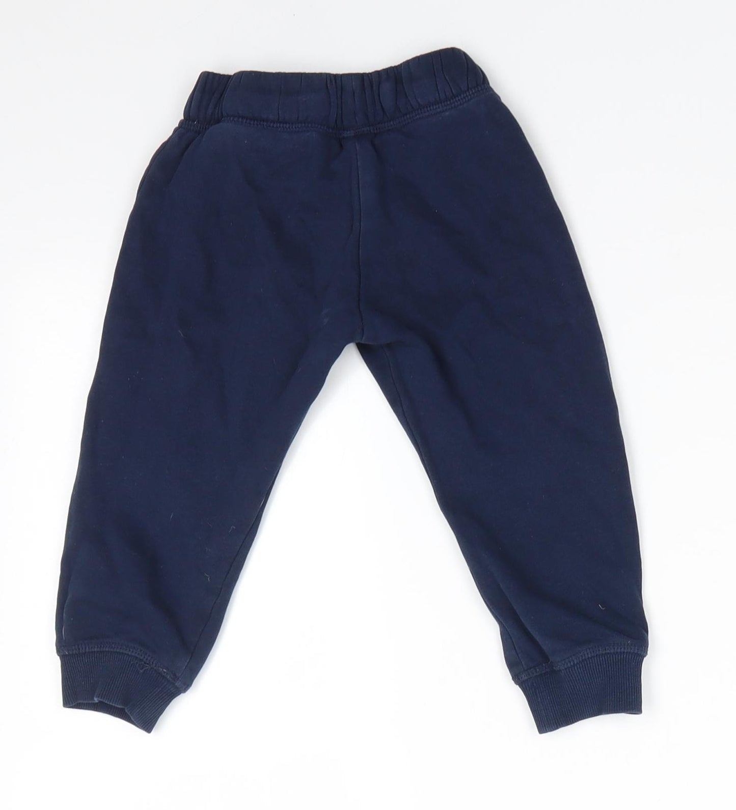 H&M Boys Blue  Cotton Jogger Trousers Size 2-3 Years  Regular Pullover - Navy Blue New York text Graphic Yellow Drawstring