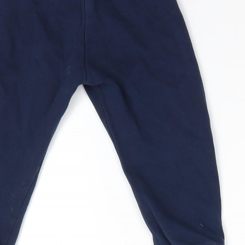 H&M Boys Blue  Cotton Jogger Trousers Size 2-3 Years  Regular Pullover - Navy Blue New York text Graphic Yellow Drawstring