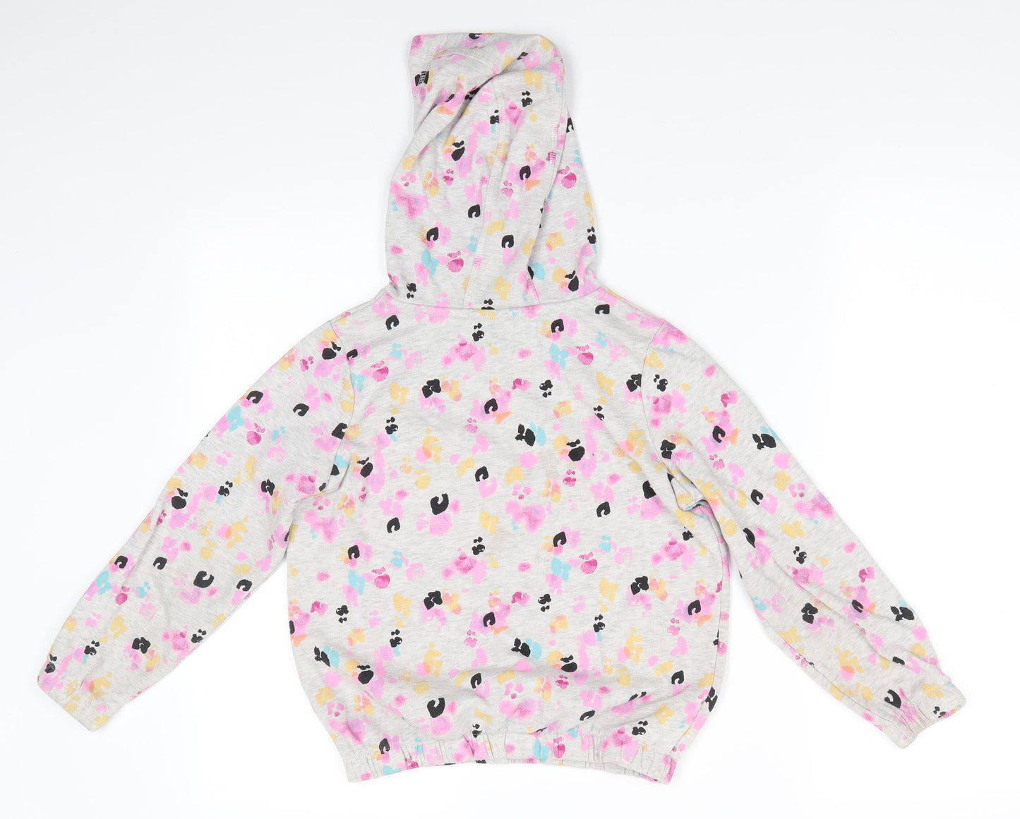 George Girls Grey Animal Print Cotton Pullover Hoodie Size 8-9 Years   - Pink Black Blue Yellow print