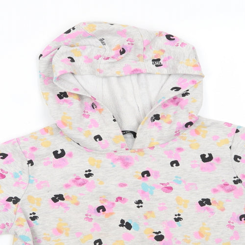 George Girls Grey Animal Print Cotton Pullover Hoodie Size 8-9 Years   - Pink Black Blue Yellow print