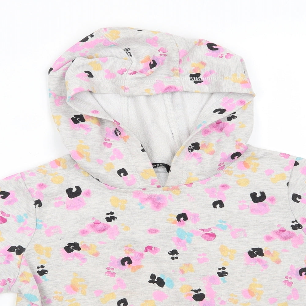 George Girls Grey Animal Print Cotton Pullover Hoodie Size 8-9 Years   - Pink Black Blue Yellow print