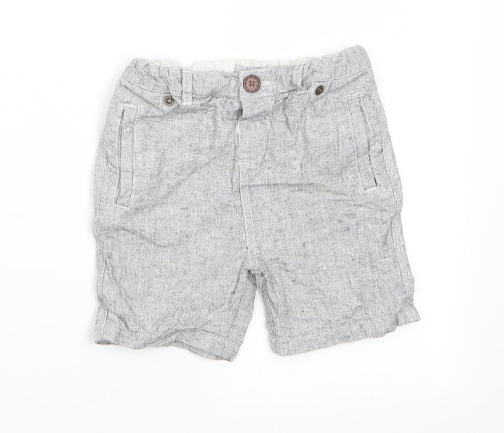 Primark Boys Grey Check Linen Dungarees Trousers Size 2-3 Years  Regular Button - Linen Look trousers