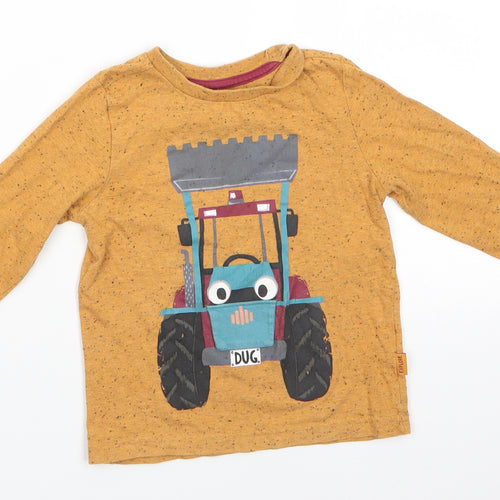Nutmeg Boys Orange  Cotton Pullover Casual Size 2-3 Years Round Neck  - Tractor Graphic Black Fleck