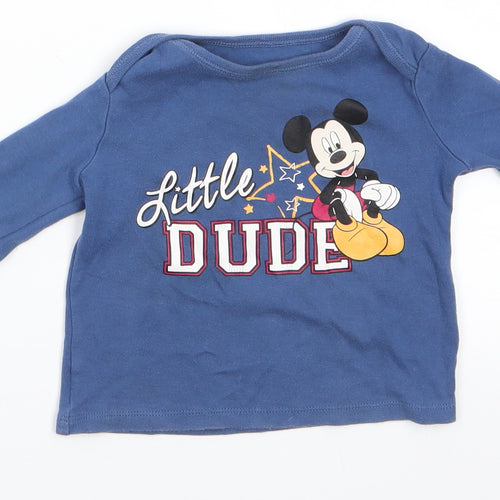 Disney Baby Baby Blue Animal Print Cotton Pullover Casual Size 12-18 Months Crew Neck  - Mickey Mouse Little Dude