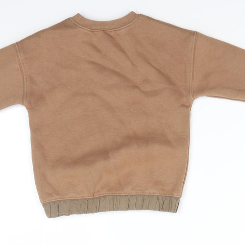 M&CO Kids Boys Brown  Cotton Pullover Sweatshirt Size 3-4 Years   - Tan colour  Pocket on sleeve Elastic hem with toggle