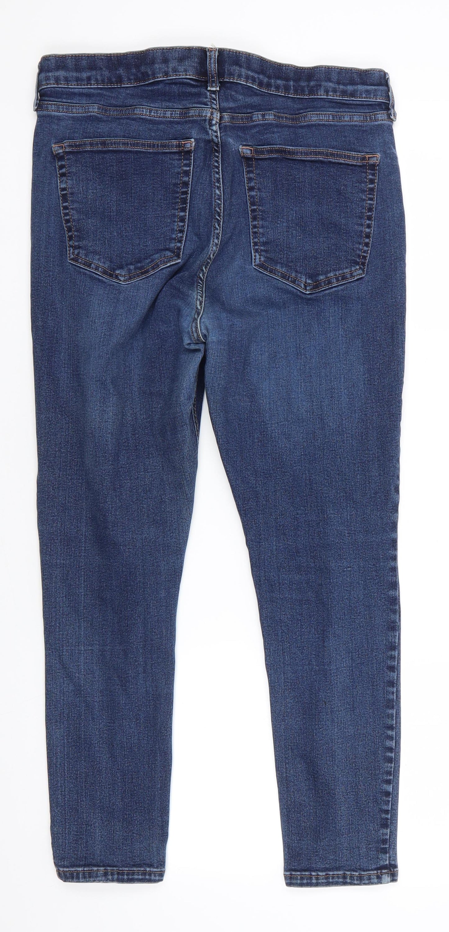 Topshop Jamie Mens Blue  Cotton Skinny Jeans Size 34 in L25 in Regular Zip - Cropped
