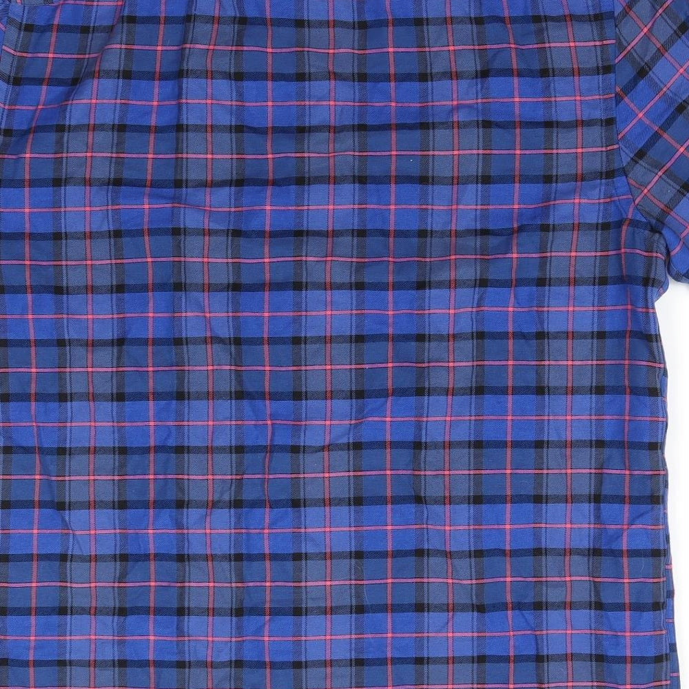 River Island Mens Blue Check Cotton  Button-Up Size L Collared Button - Buttoned Collar Blue Pink Black Check