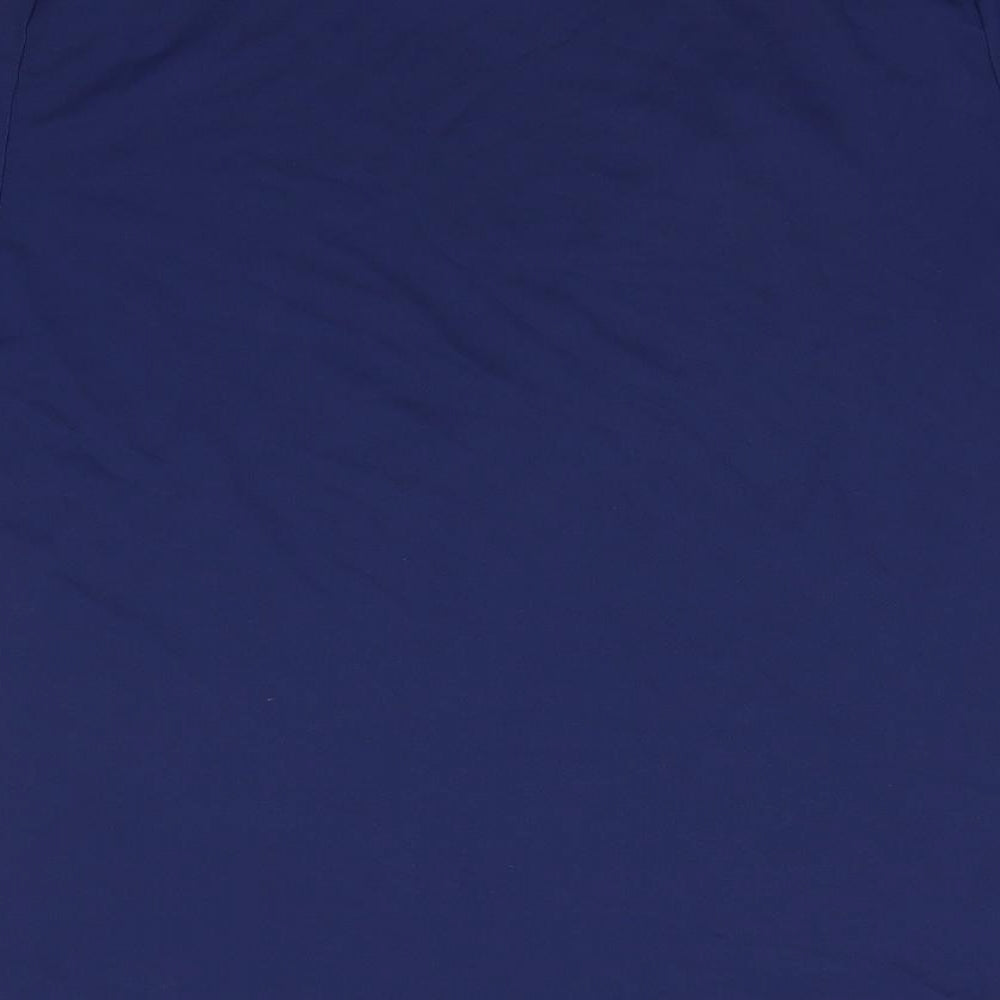 adidas Mens Blue Striped Polyester Basic T-Shirt Size L Round Neck Pullover - Navy Blue Climate