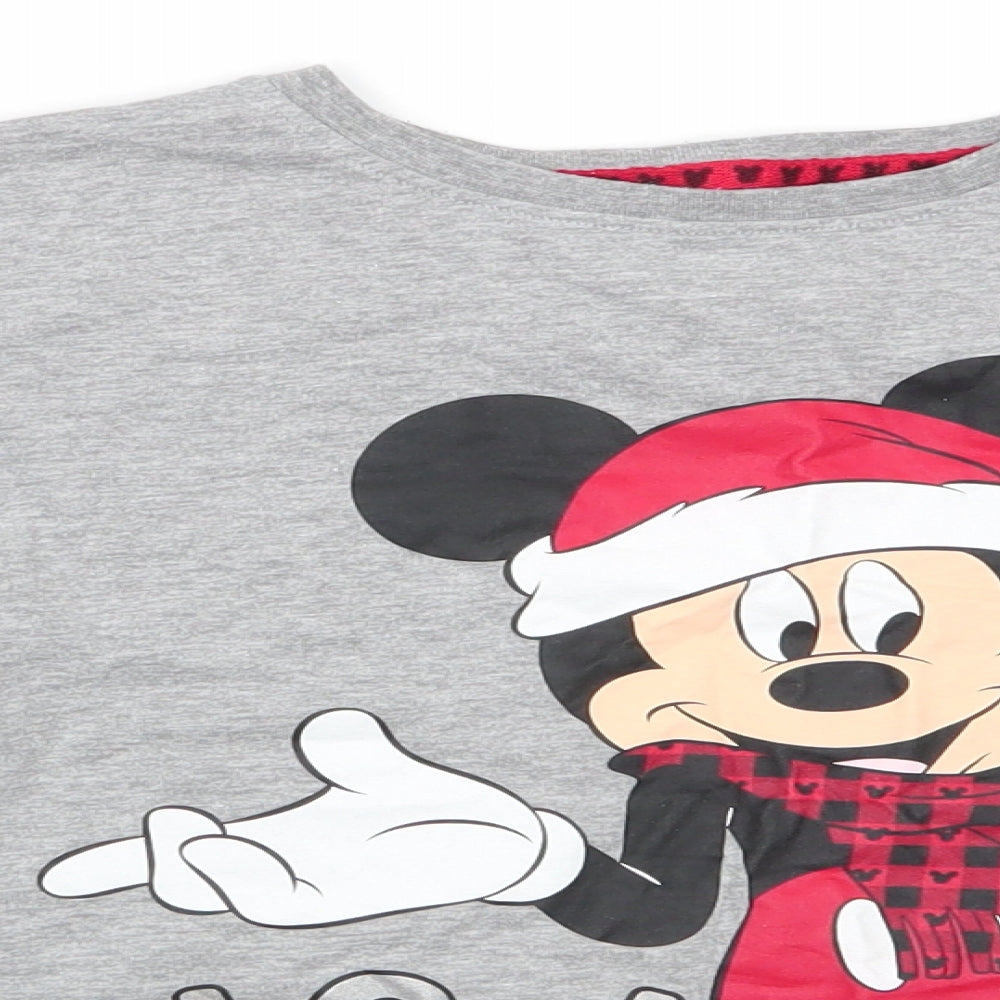 Disney by Primark Boys Grey Animal Print Cotton  Pyjama Top Size 9-10 Years  Pullover - Mickey Mouse Christmas Tree