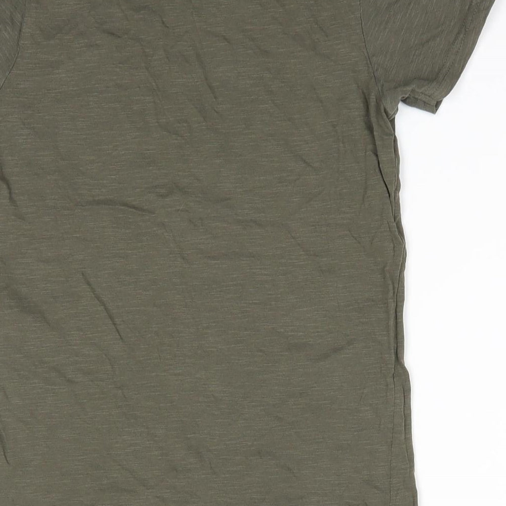 George Boys Green  Cotton Basic T-Shirt Size 9-10 Years Round Neck Pullover - Khaki Mix