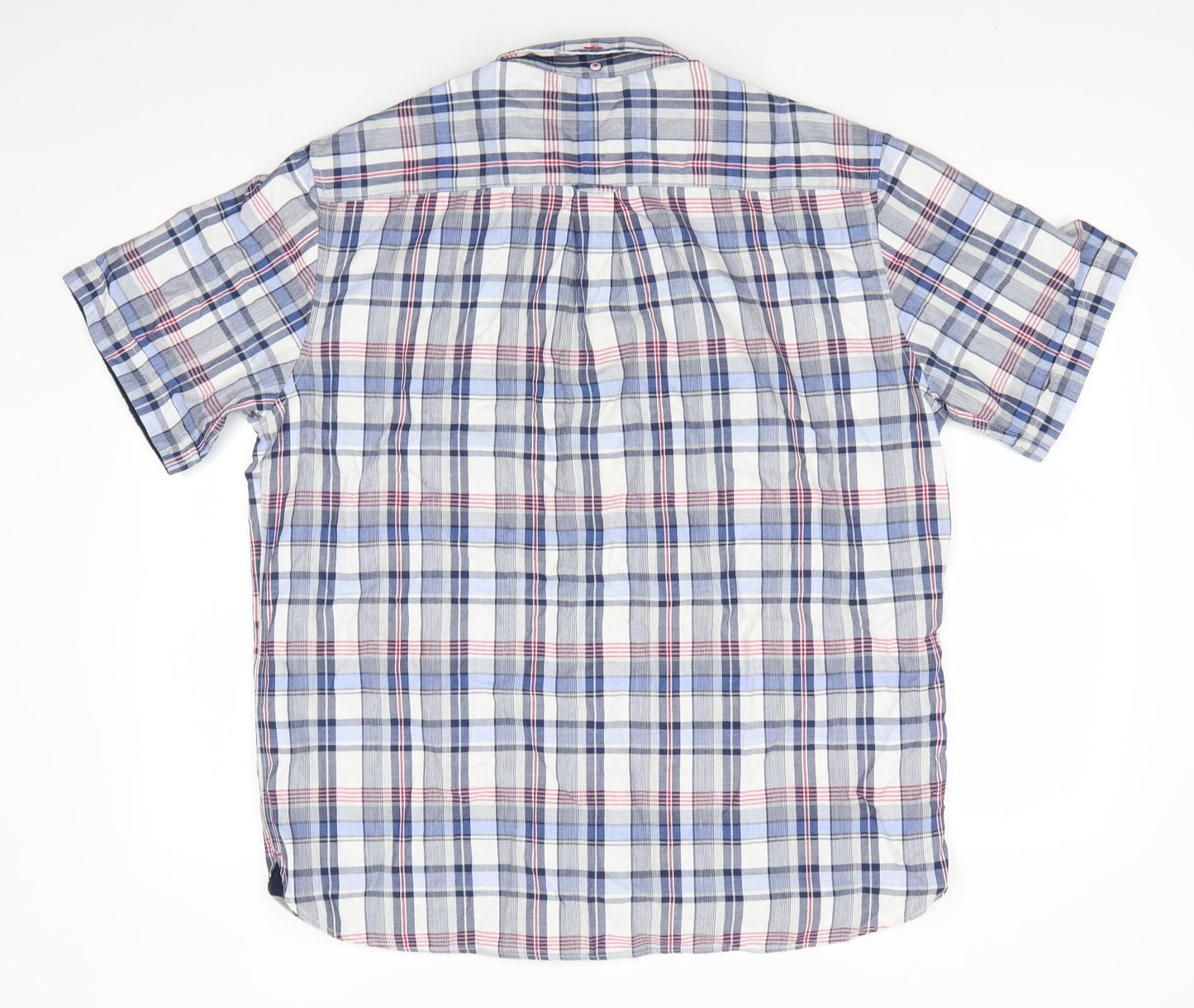 Blue Harbour Mens Blue Check Cotton  Button-Up Size L Collared Button - Buttoned Collar Red White Blue Check