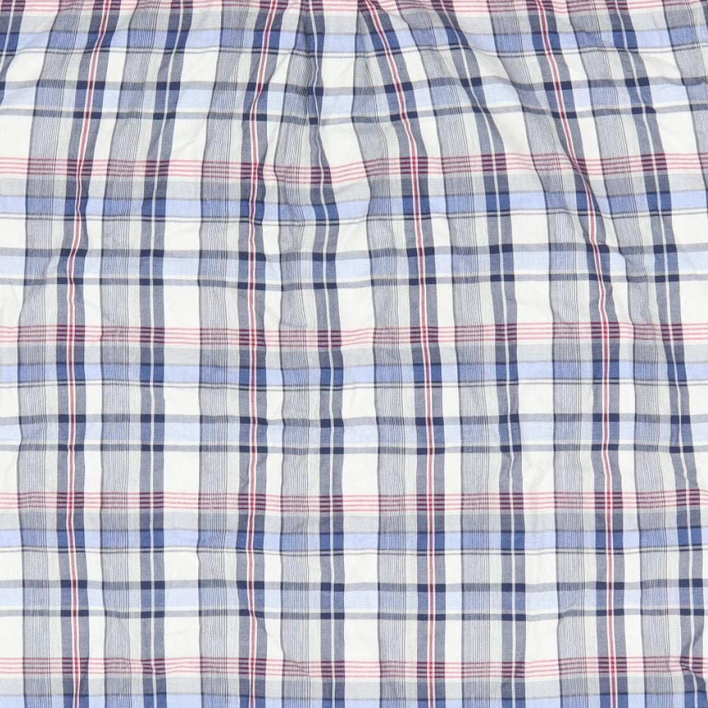 Blue Harbour Mens Blue Check Cotton  Button-Up Size L Collared Button - Buttoned Collar Red White Blue Check