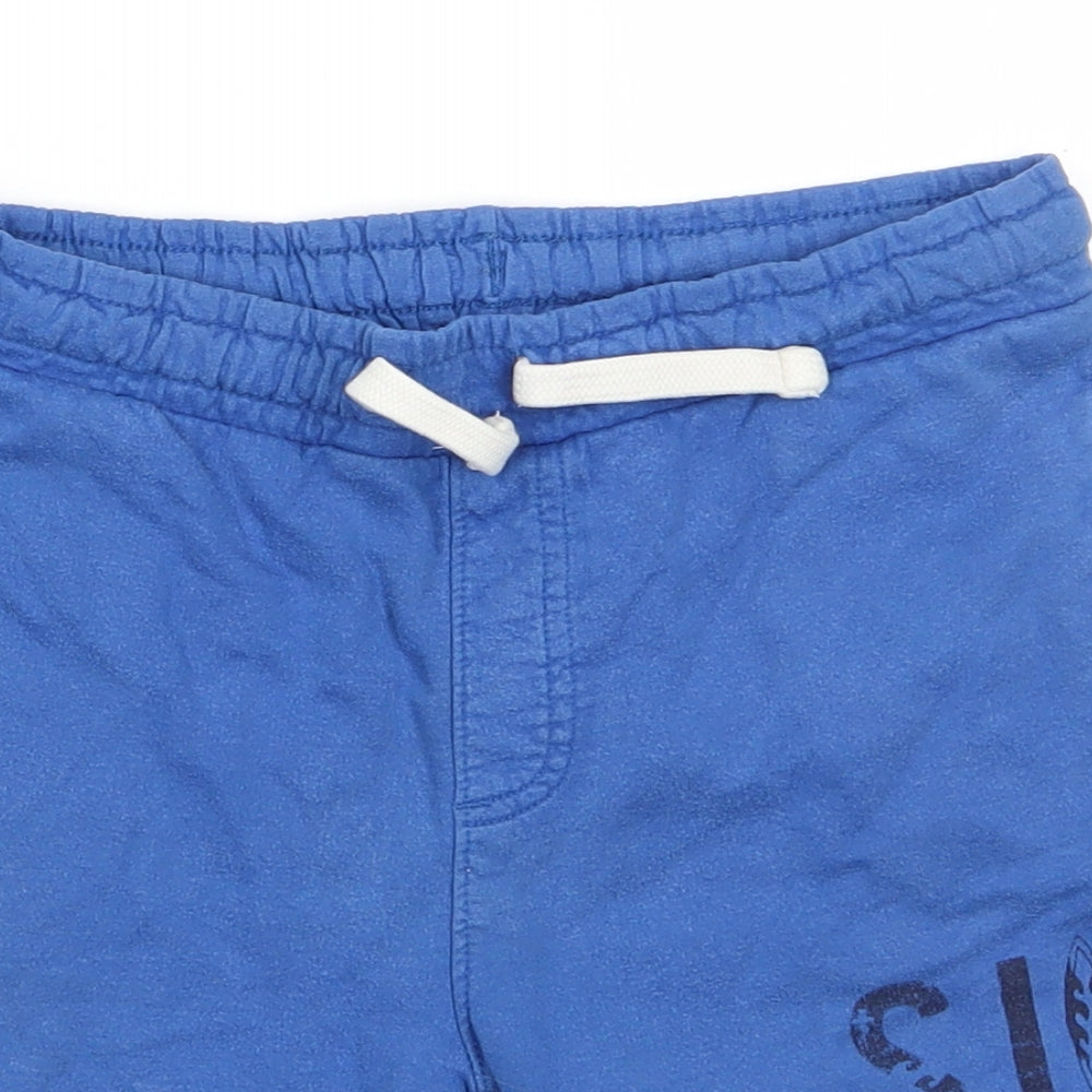 Bluezoo Boys Blue  Cotton Bermuda Shorts Size 7-8 Years  Regular Drawstring - Surf Graphic