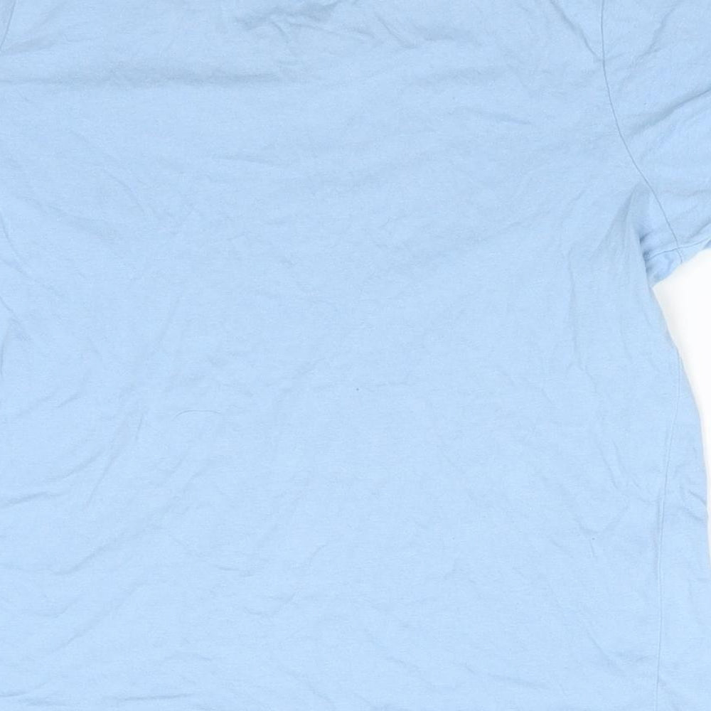 Manchester City FC Boys Blue  Cotton Ringer T-Shirt Size 9-10 Years V-Neck Pullover - Manchester City