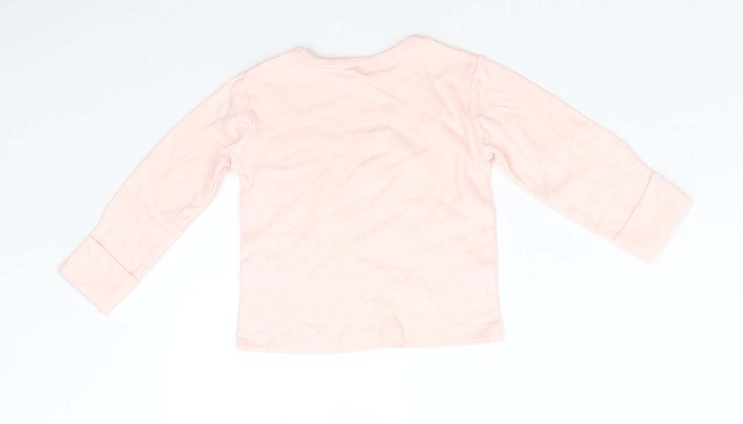 Disney by George Girls Pink Animal Print Cotton  Pyjama Top Size 3-6 Months  Pullover - Peach Minnie Mouse
