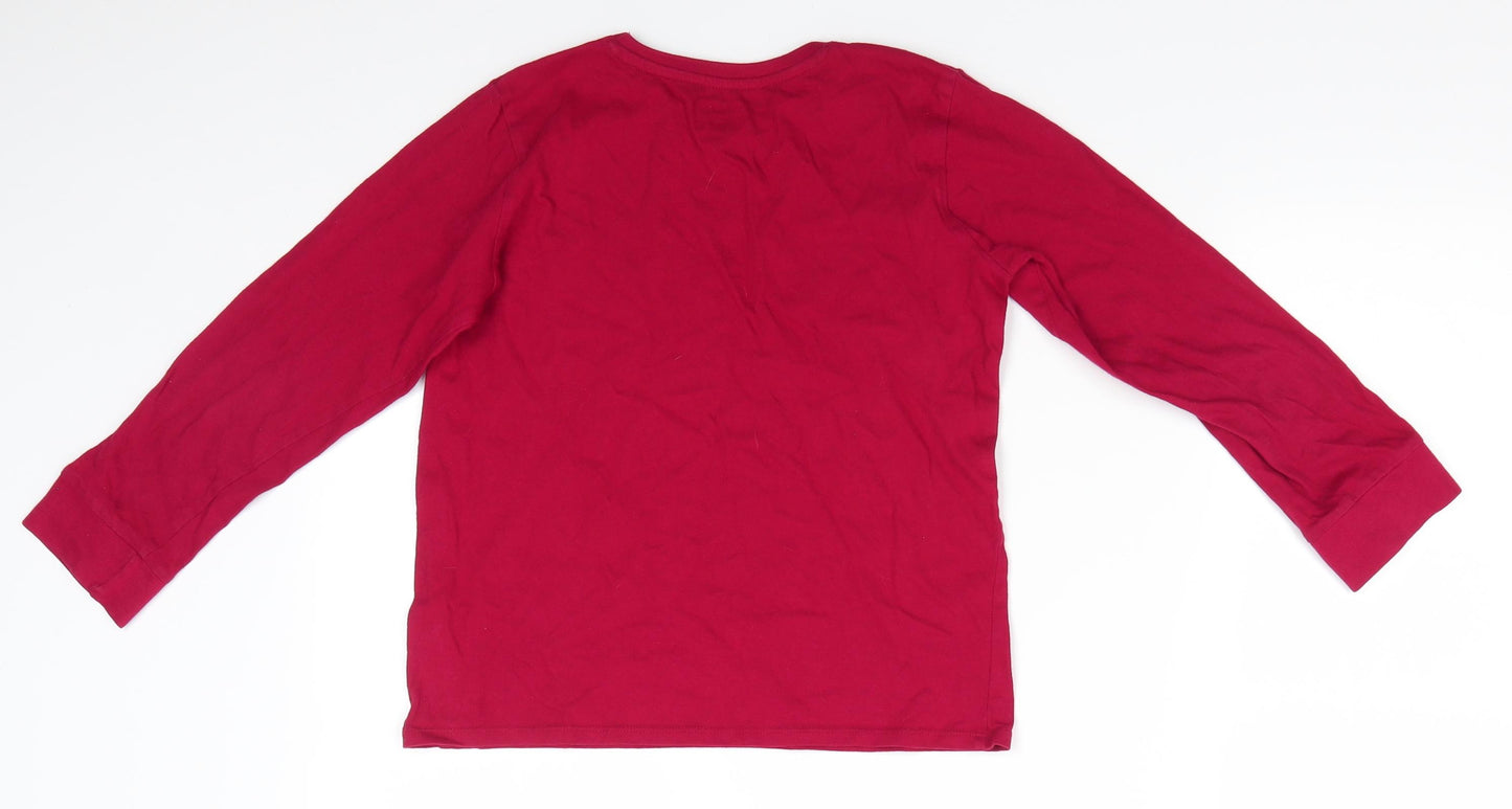 Nutmeg Girls Red Solid Cotton Top Pyjama Top Size 9-10 Years  Pullover - Believe in Your Elf