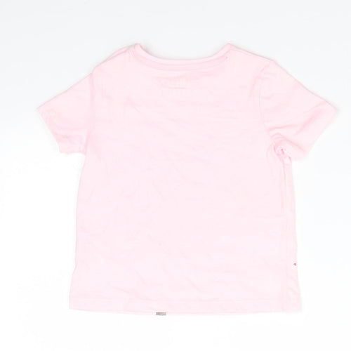 Fred & Flo Girls Pink Animal Print Cotton Basic T-Shirt Size 9-12 Months Round Neck Snap - Pale Pink Kuwala Time for a hug